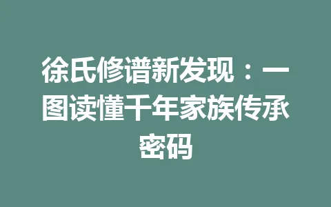 徐氏修谱新发现：一图读懂千年家族传承密码 一