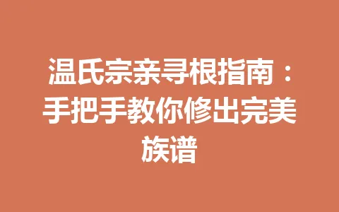 温氏宗亲寻根指南：手把手教你修出完美族谱 一