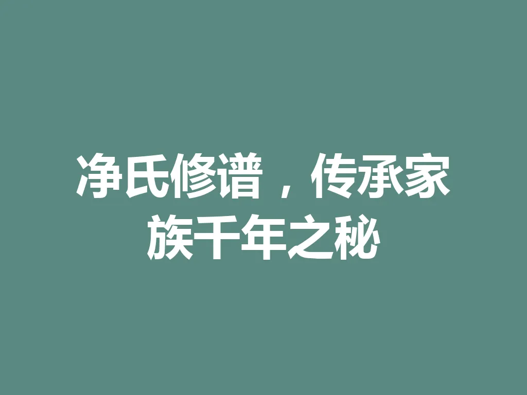 净氏修谱,传承家族千年之秘 一