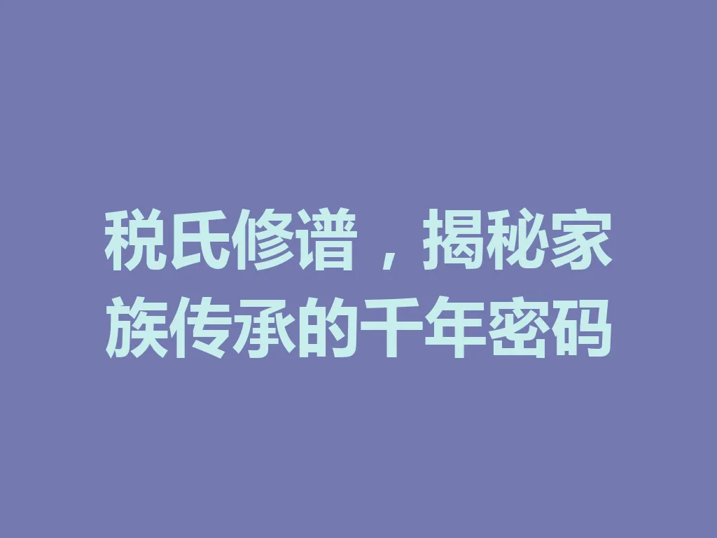 税氏修谱,揭秘家族传承的千年密码 一